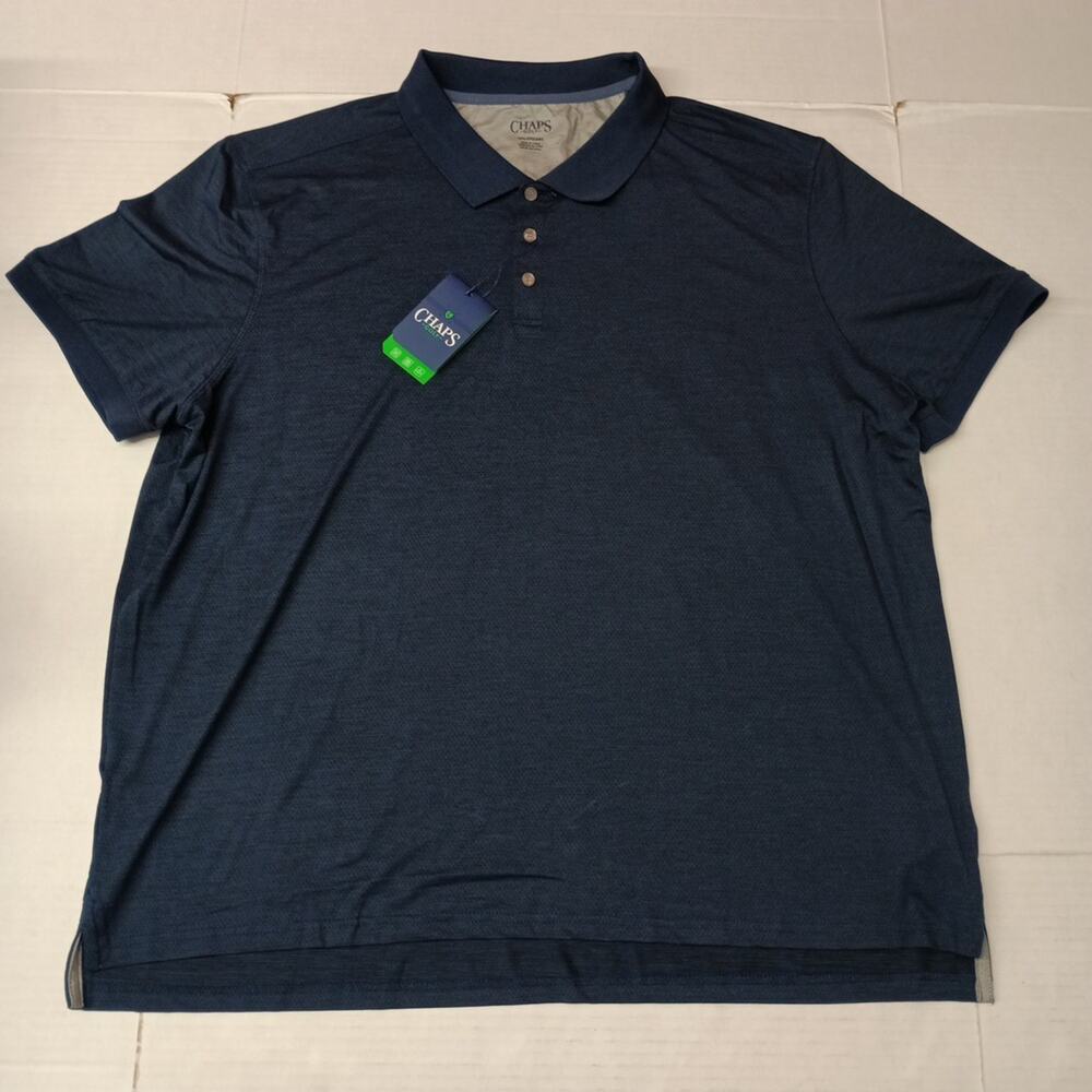 Chaps Golf Core Polo Shirt Men's 3XL XXXL Navy Blue 4-Way Stretch Breathable‎